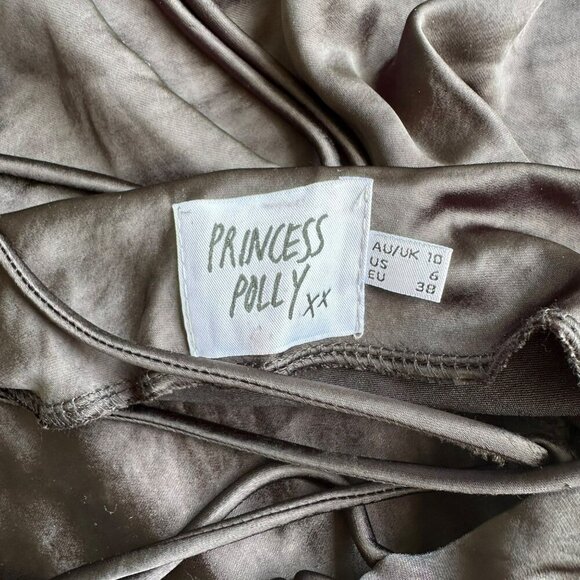 Princess Polly Sleek Black Spaghetti Strap Lace Up Back Mini Dress Size 6 - Picture 10 of 11